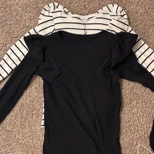 Zara Cream and Black Striped Sweater